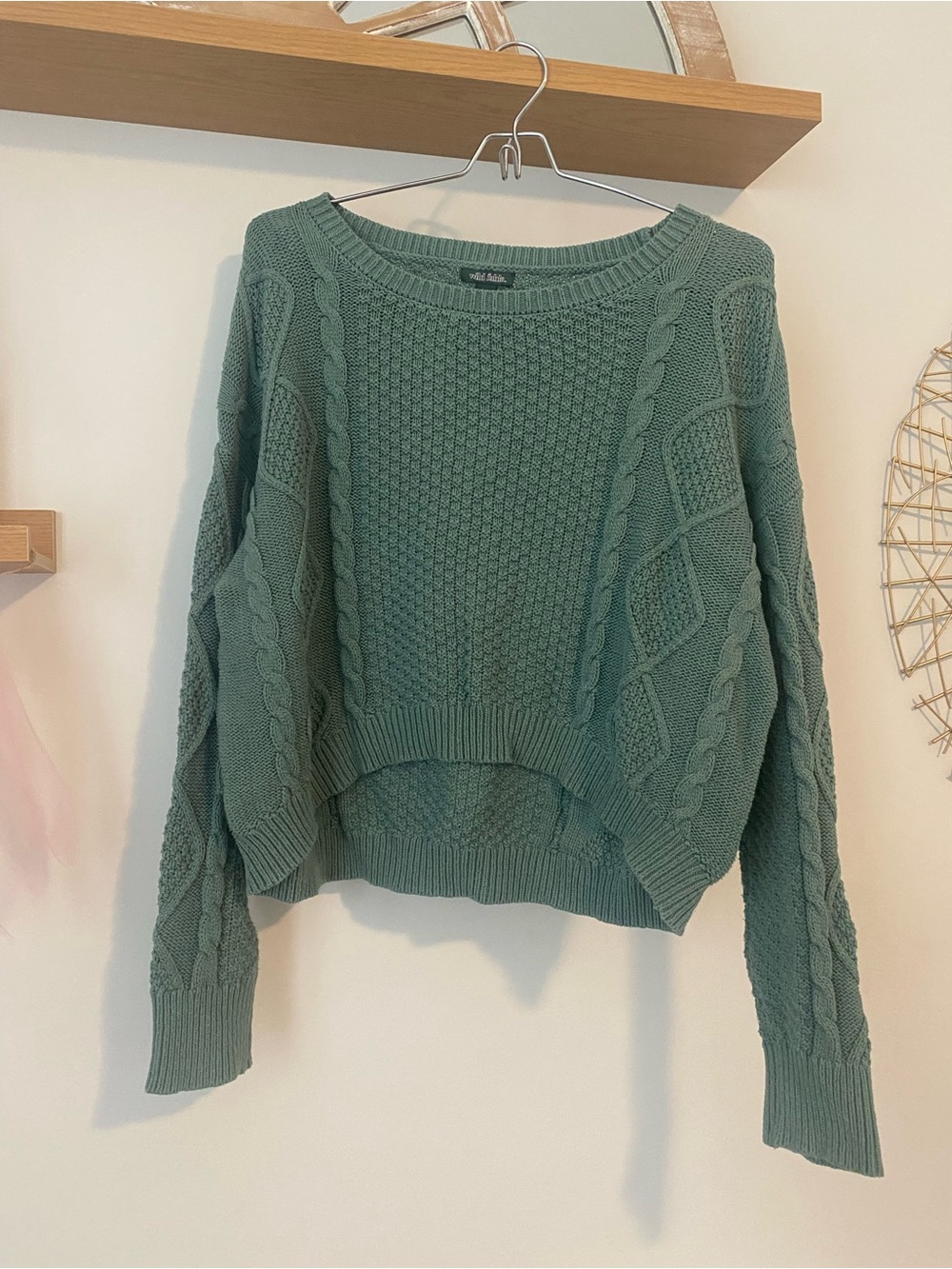 wild fable Sage Green Cable Knit Sweater